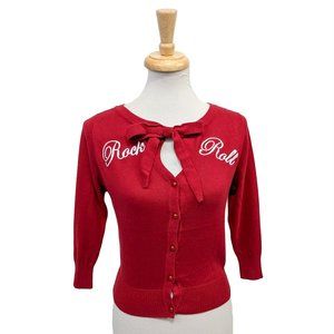 Collectif Charlene Rock & Roll Cardigan in Red